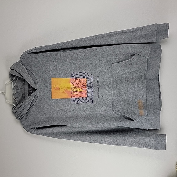 Brooklyn Cloth Tops - Brooklyn Cloth Gray w/ Orange Graphic Hoodie Christian Religious L